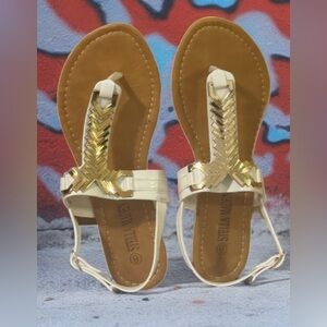 Stylish Gold and Cream Women's Sandals